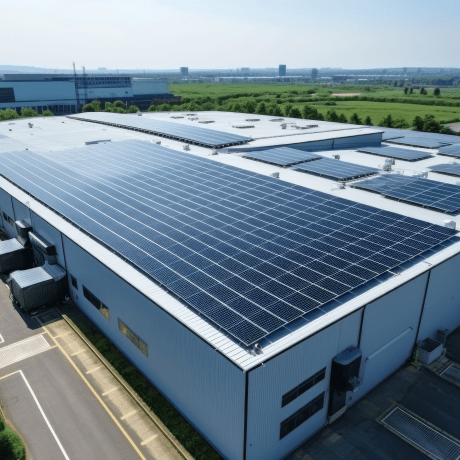 Industriegebäude mit Solarmodulen